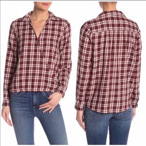 Madewell Arion Plaid Faux Wrap Top Large